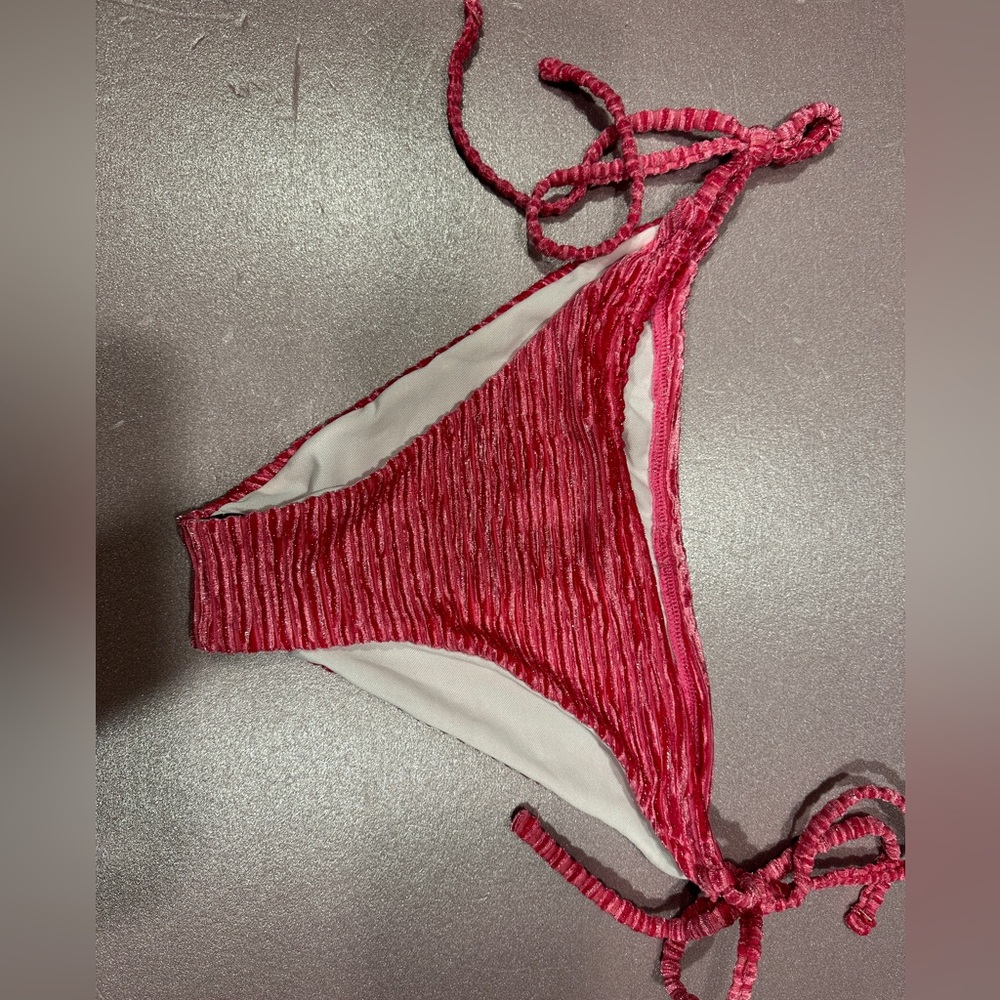 Velvet Ruched Bandeau tie side Bikini swimsuit - Picture 6 of 6
